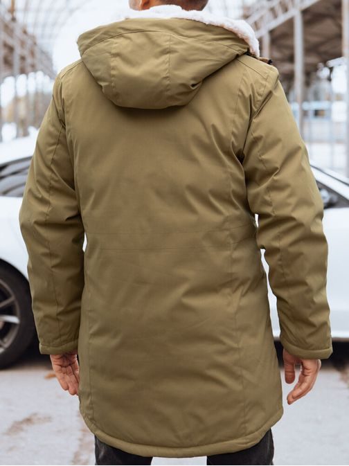 Trendy tmavobéžová pánska zimná bunda
