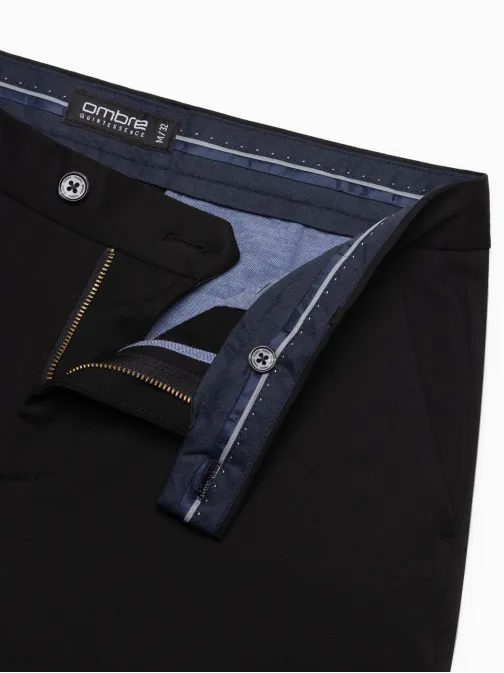 Elegantné čierne chinos nohavice klasického strihu  V4 PACP-0191