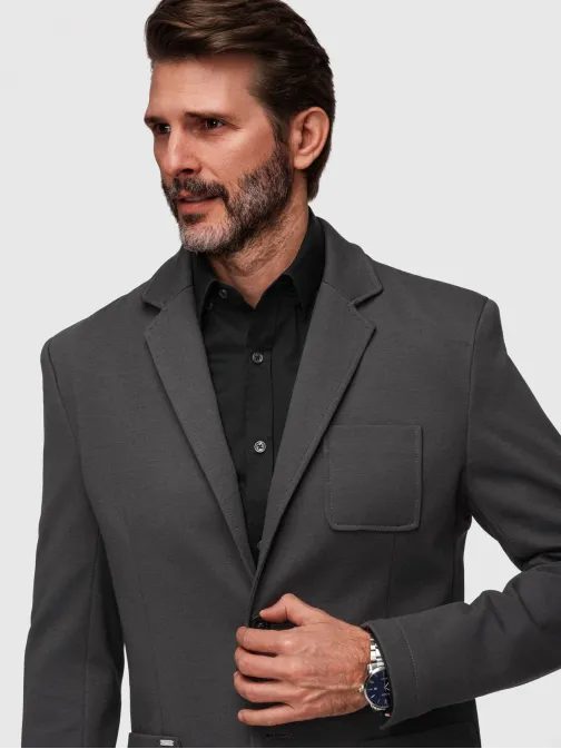 Grafitové športové slim fit sako V1 M165