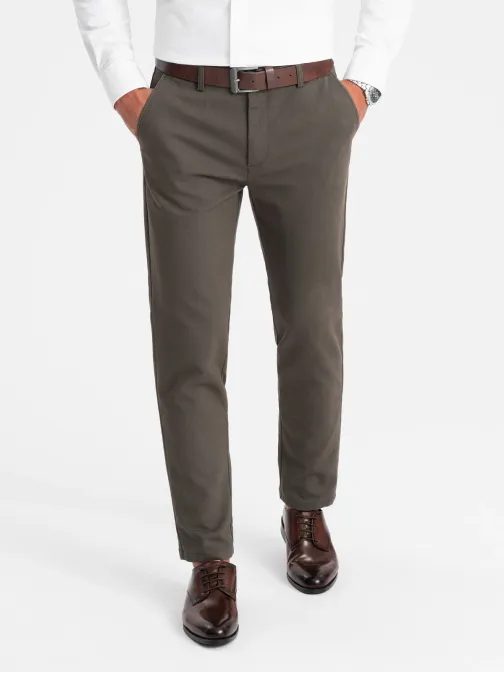 Khaki chinos nohavice s jemnou textúrou V2 PACP-0188