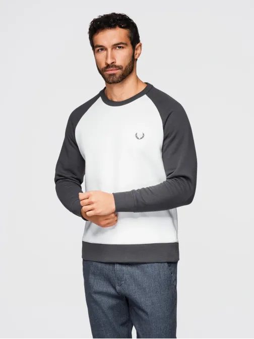 Moderná bielo-grafitová mikina bez kapucne V2 SSNZ-0239