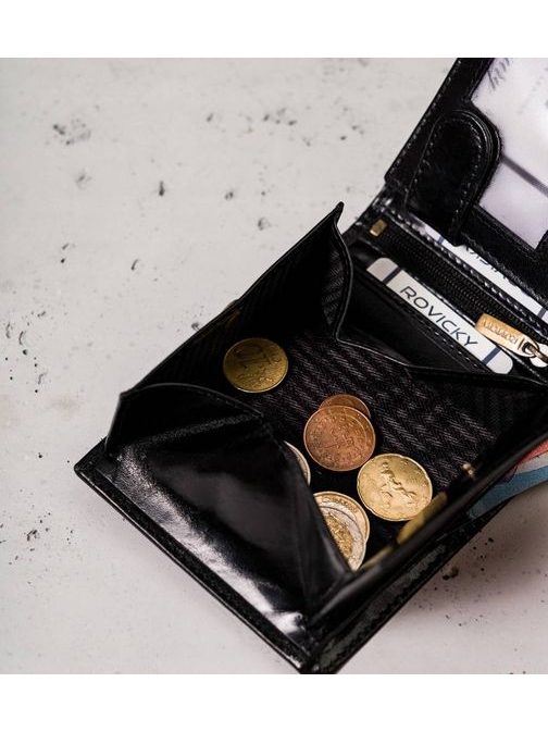 Elegantná čierna kožená peňaženka Peterson
