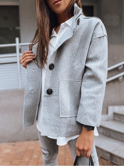 Moderný Ollina dámsky kabát v svetlo šedej farbe