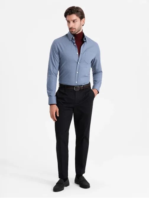 Elegantná modrá slim-fit košeľa V1 SHCS-0174