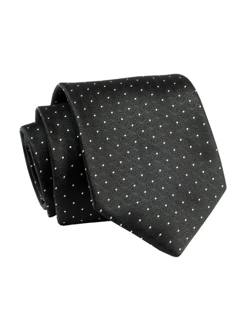 Vzorovaná pánska kravata v čiernej farbe