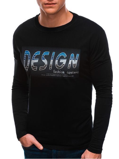 Čierne tričko s nápisom Design L154
