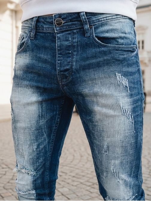 Trendy modré roztrhané pánske džínsy