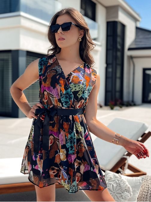 Letné čierne vzorované šaty Isabella