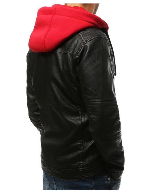 Kombinovaná čierno - červená koženková bunda