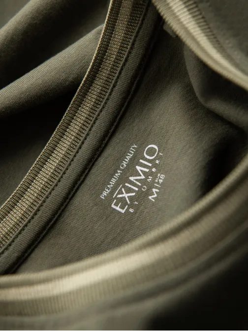 Moderné olivové tričko s dlhým rukávom a s logom V1 LSCL-0128