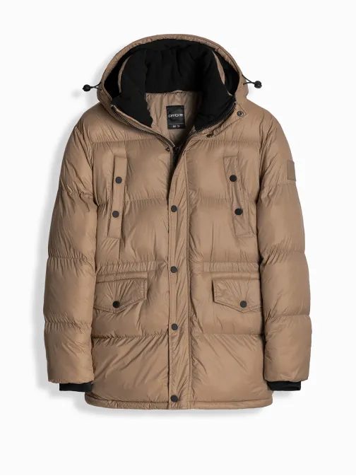 Nadčasová prešívaná hnedá pánska bunda V2 JALJ-0186