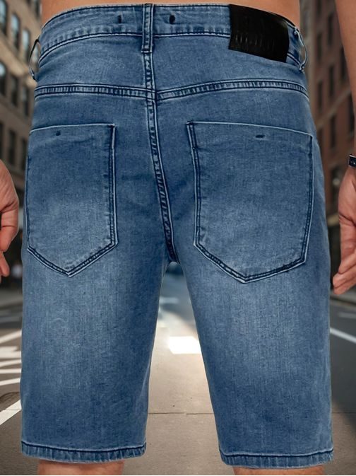 Módne modré  pánske džínsové kraťasy