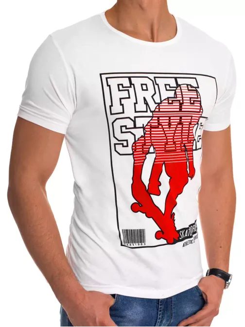 Trendové biele tričko s potlačou Free Style
