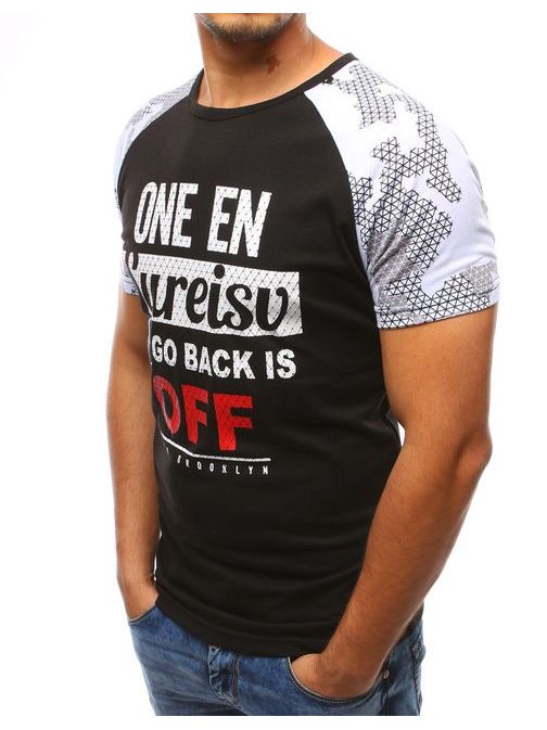 Tričko s kombinovanými rukávmi v čiernej farbe