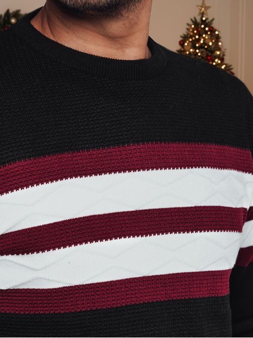 Čierny trendy pruhovaný sveter