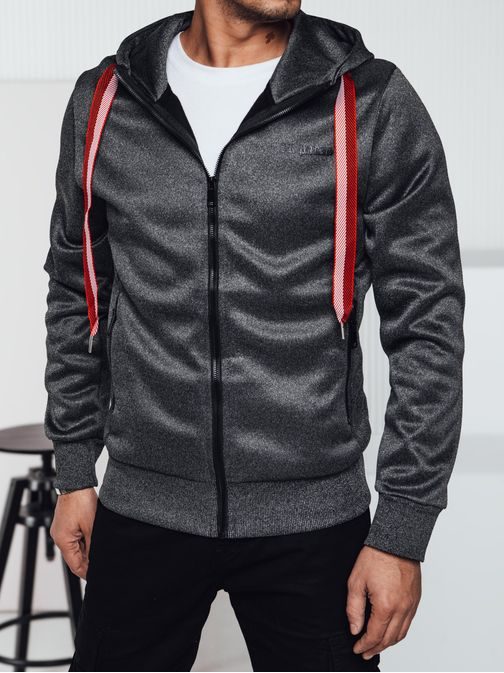 Zaujímavá grafitová mikina s kapucňou