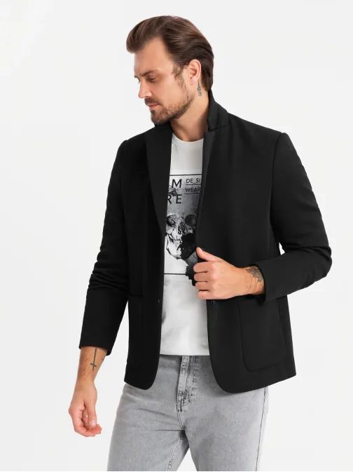 Neobyčajné čierne pánske sako V2 BLZB-0133