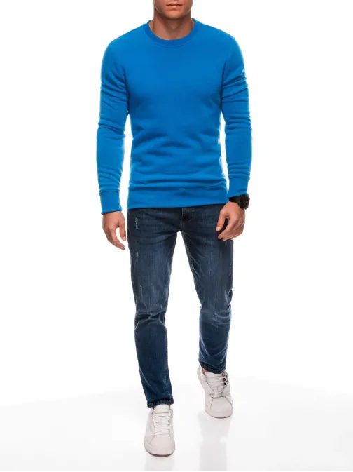 Základná modrá mikina bez kapucne V1 EM-SSBN-0100