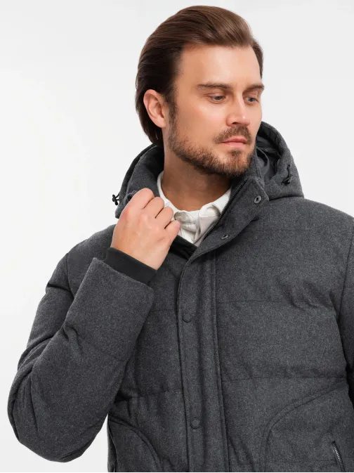 Nadčasová prešívaná čierna pánska bunda V2 JAHP-0203