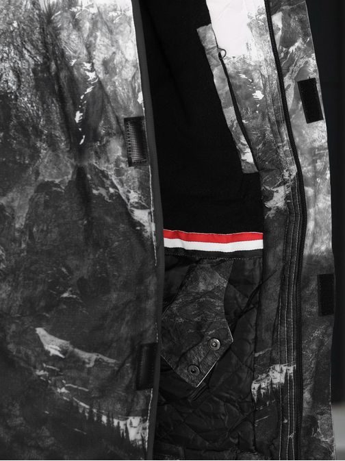 Jedinečná bielo-čierna zimná bunda s potlačou