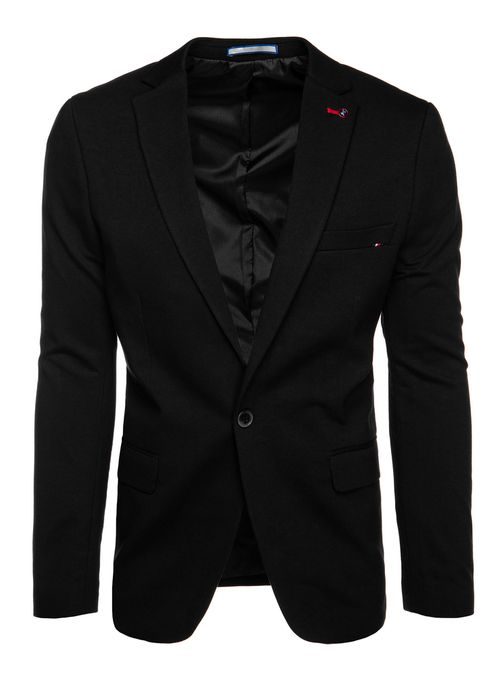 Jednoradové pánske sako v čiernej farbe