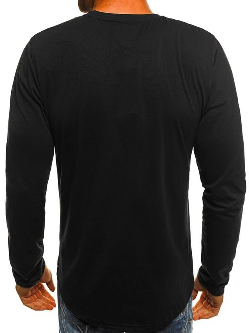 Čierne tričko s dlhým rukávom a zaujímavou potlačou SX03
