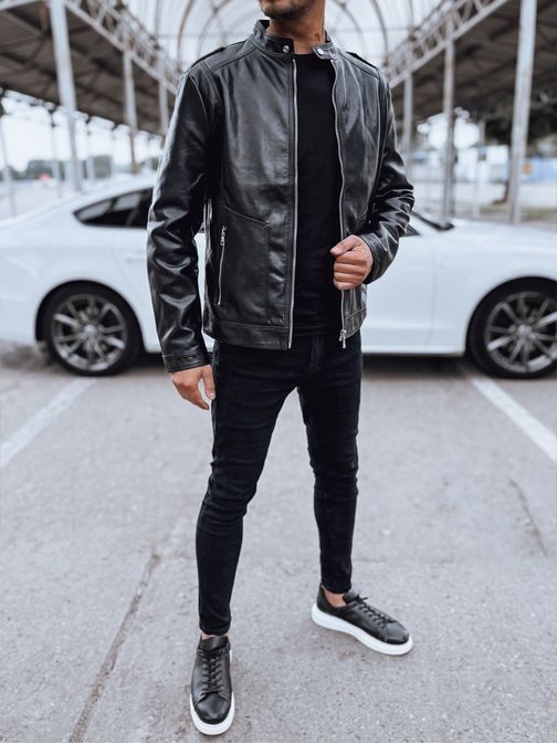 Atraktívna pánska koženková bunda čiernej farby