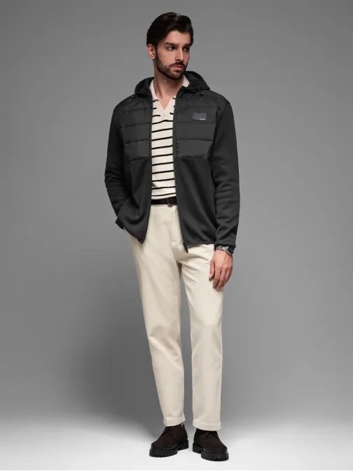 Moderná čierna pánska prechodná bunda V5 JANP-160