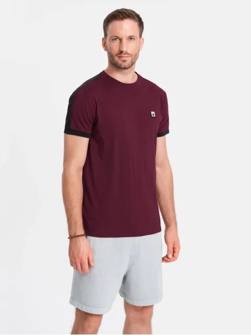 Jedinečné bordové tričko s nášivkou V2 S1632