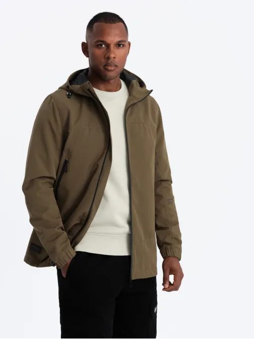 Základná hnedá prechodná športová bunda V2 JANP-0191