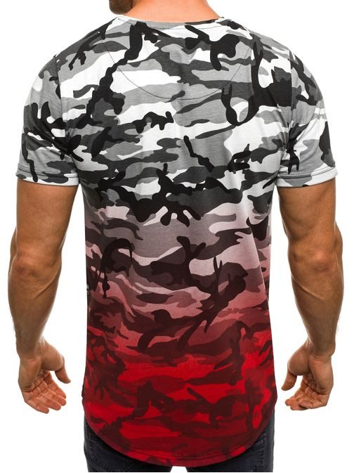 Sivé tričko s červeným melírom a maskáčovým vzorom BREEZY 525BT