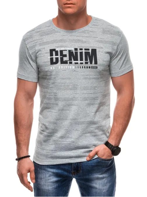 Moderné šedé tričko s potlačou a nápisom S2038