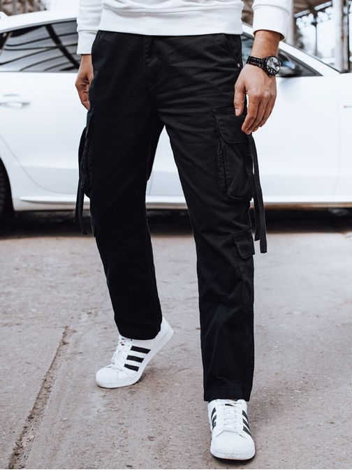 Široké baggy nohavice v čiernej farbe