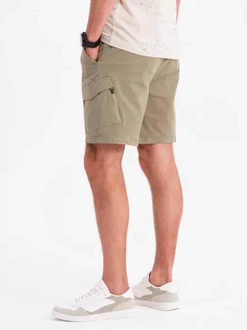 Voľnočasové olivové kapsáčové kraťasy V3 SRCG-0194