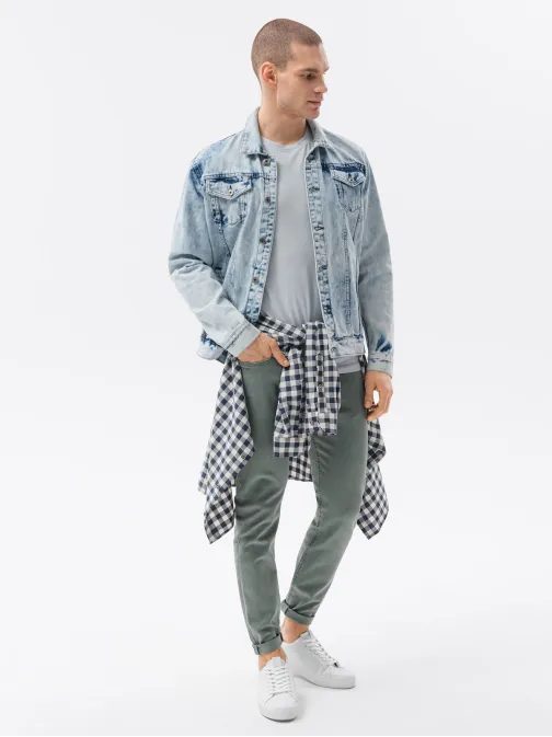 Moderná svetlo modrá rifľová bunda C441