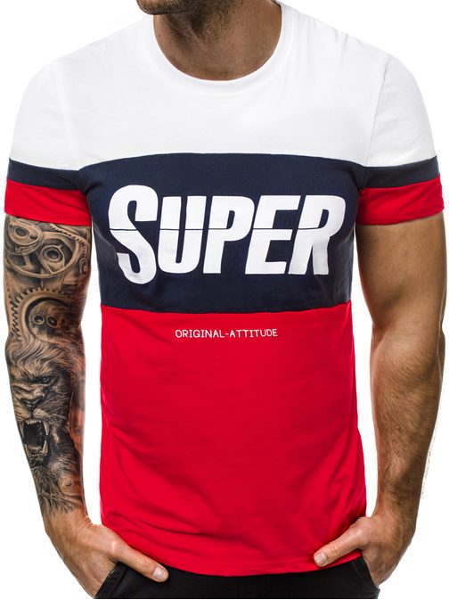 SUPER BIELO-ČERVENÉ PÁNSKE TRIČKO  JS/SS100699