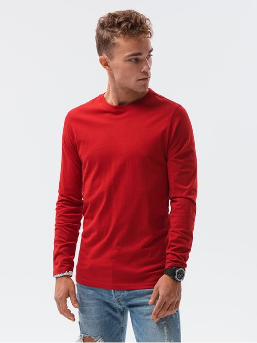 Klasické červené tričko s dlhým rukávom L138
