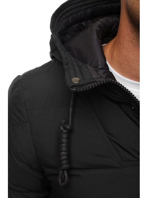Prešívaná čierna zateplená zimná bunda  J.STYLE 3042