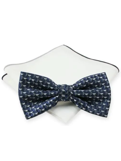 Trendy vzorovaný modrý pánsky motýlik