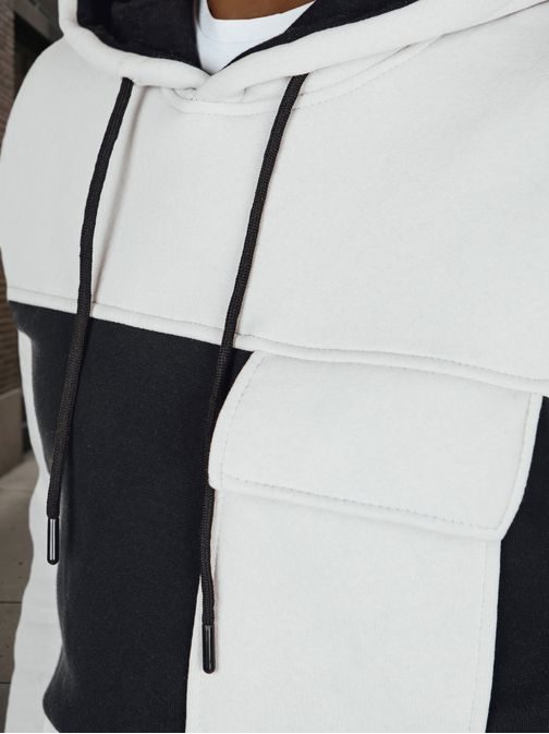 Zaujímavá šedá mikina s vreckom a s kapucňou