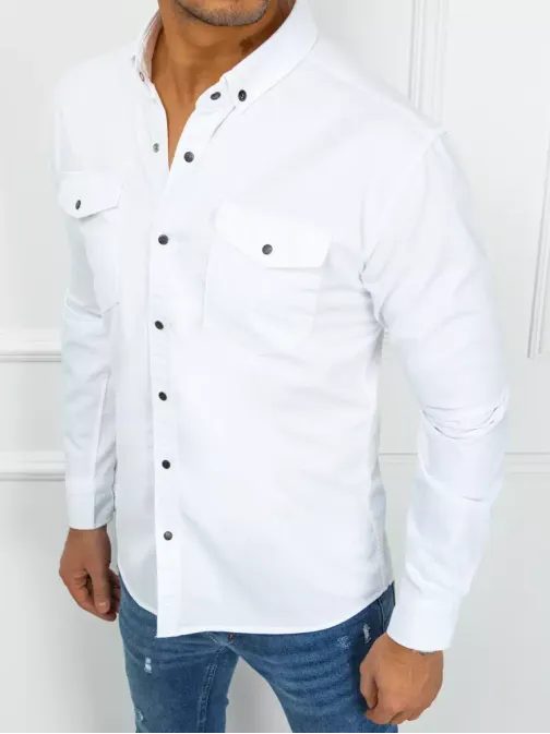 Džínsová košeľa v bielej farbe