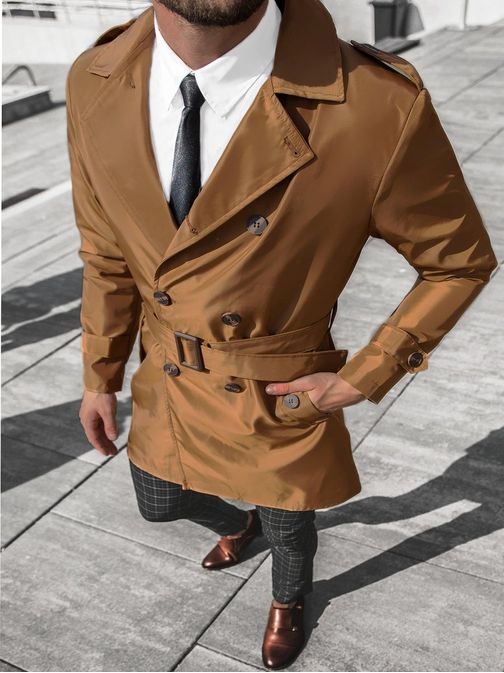 Štýlový kabát v kamelovej farbe DJ/5622