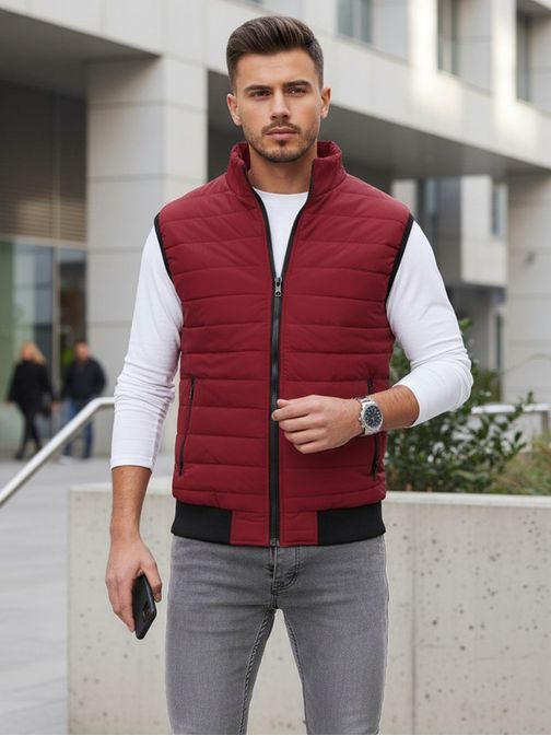 Bordová štýlová vesta bez kapucne