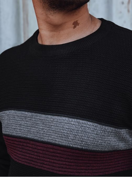 Moderný čierny pánsky sveter