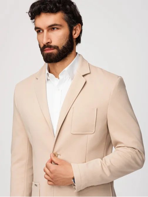 Béžové športové slim fit sako V5 M165