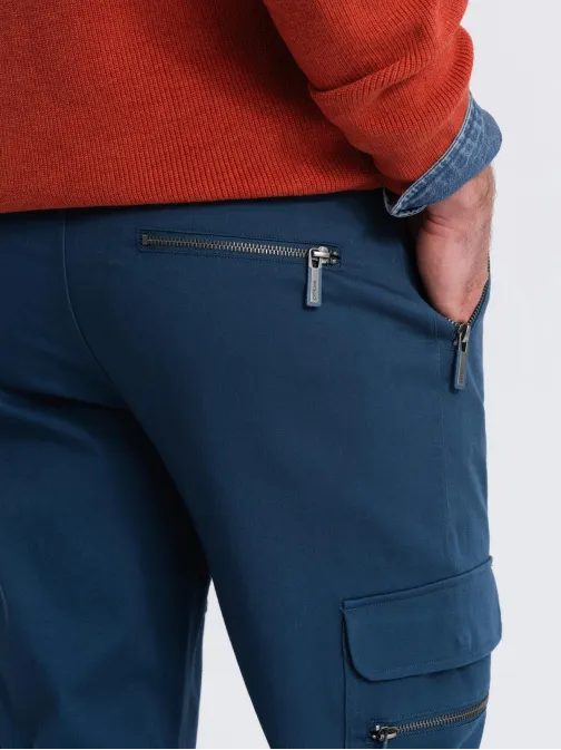 Trendové tmavomodré pánske joggery V1 PACG-0204