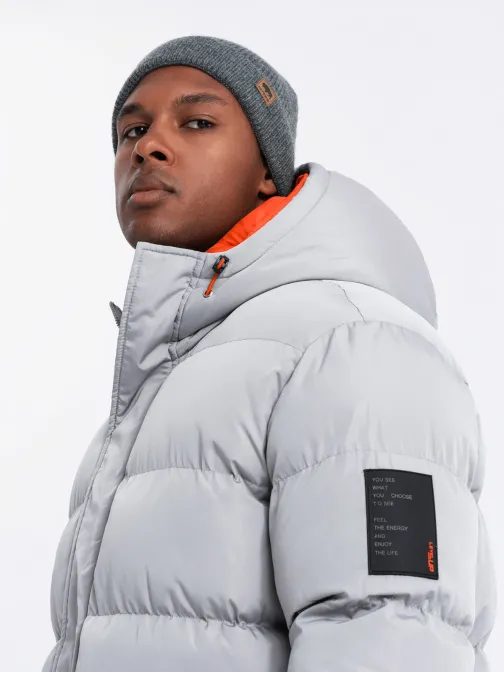 Športová šedá prešívaná zimná bunda V3 JAHP-0208