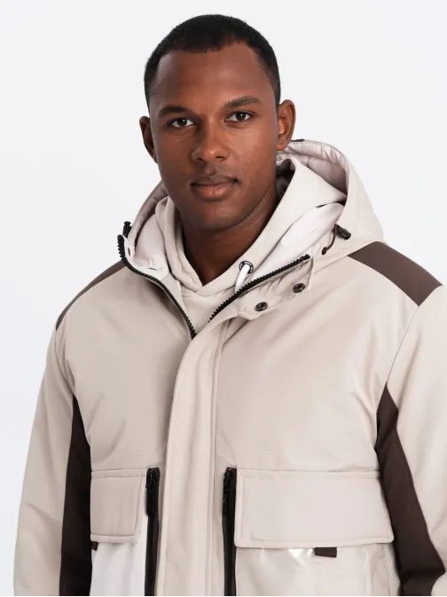 Béžová zimná bunda v originálnom prevedení C460