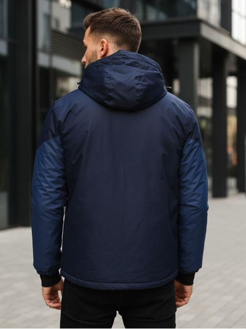 Zimná modrá bunda s reflexnými prvkami