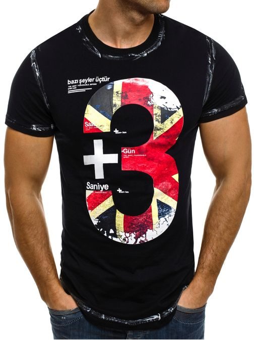 Čierne tričko s potlačou britskej vlajky SS026